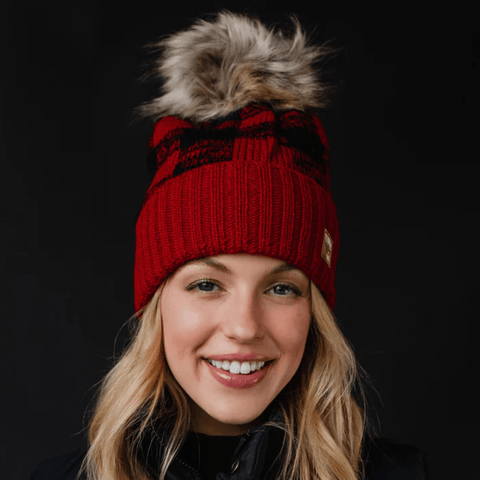 Adult Buffalo Plaid Pom Beanies - Wears The MountainWears The Mountain