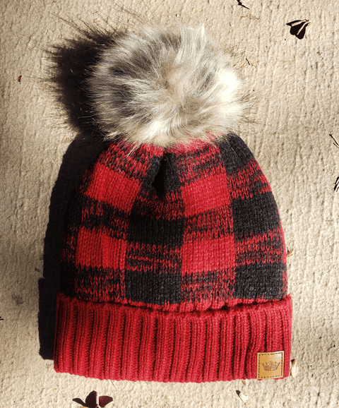 Adult Buffalo Plaid Pom Beanies - Wears The MountainWears The Mountain