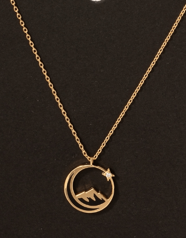 Enamel Moon Mountain with Star - Necklace - Wears The MountainNecklacesWears The Mountain